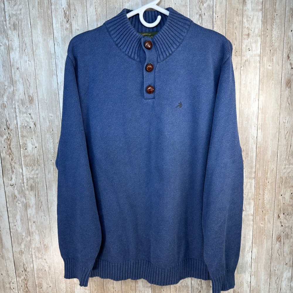 Orvis Charles‎ F Orvis Signature Collection Blue Mock Neck Pullover Sweater Sz L